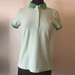 Tommy Hilfiger Green Striped Polo Size Large